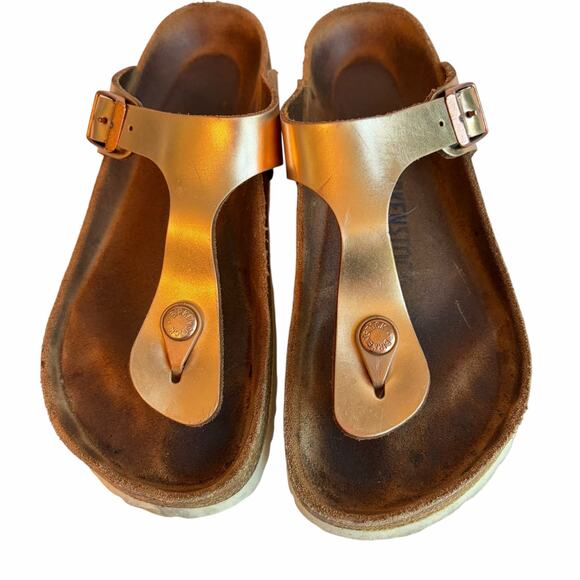Birkenstock Gizeh Metallic Copper Soft Footbed Thong Sandal Wide 37 EU 6-6.5 US - Picture 1 of 16